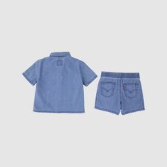 Baby Western Denim Shirt and Shorts 2-Piece Set — Thrifted - Blue 2