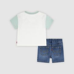 Baby Palm Tree Tee and Denim Shorts 2-Piece Set — Levi's Egret - White 2