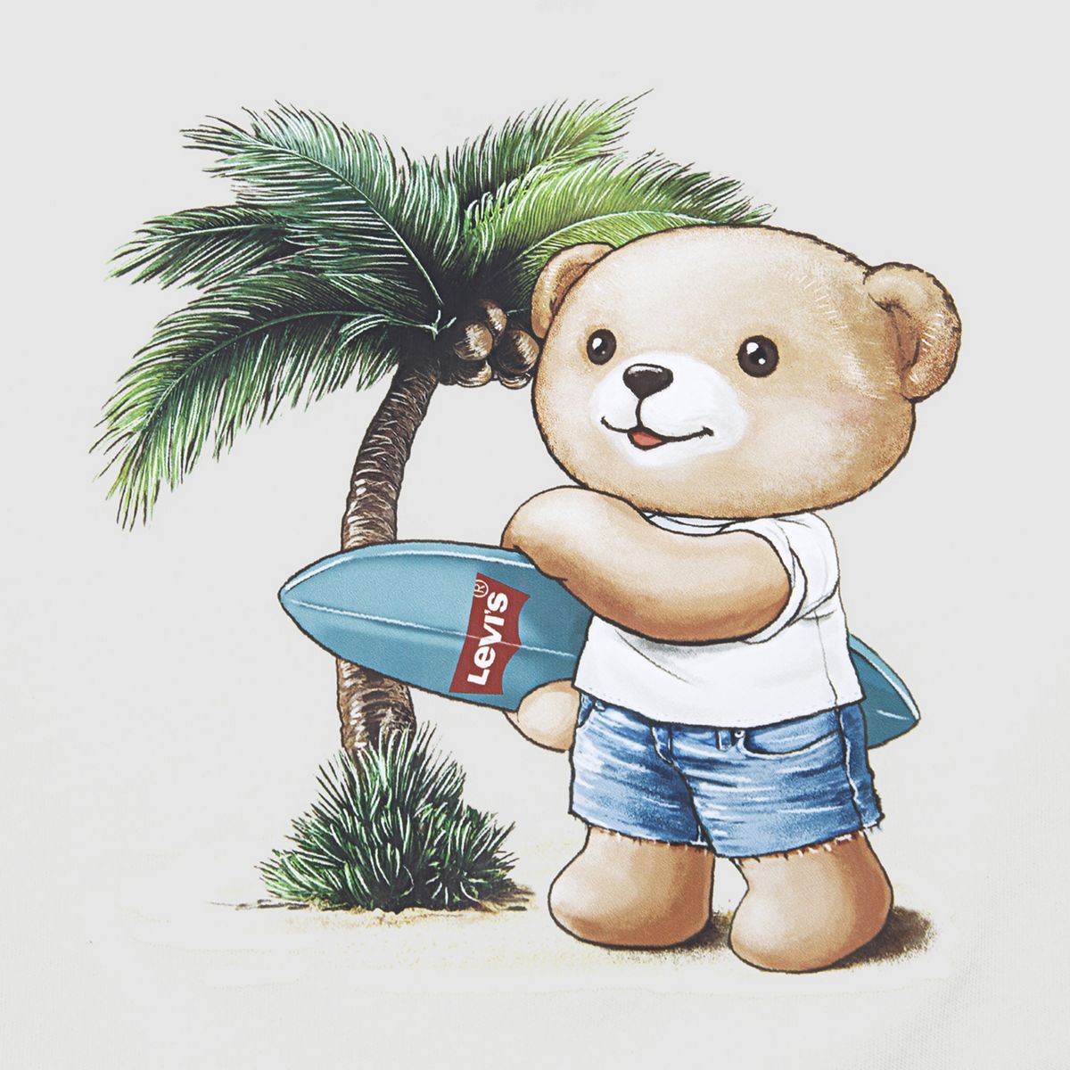 Baby Palm Tree Tee and Denim Shorts 2-Piece Set — Levi's Egret - White
