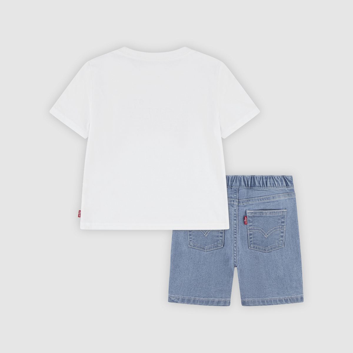 Baby Logo Tee and Denim Shorts 2-Piece Set — Bright White - White