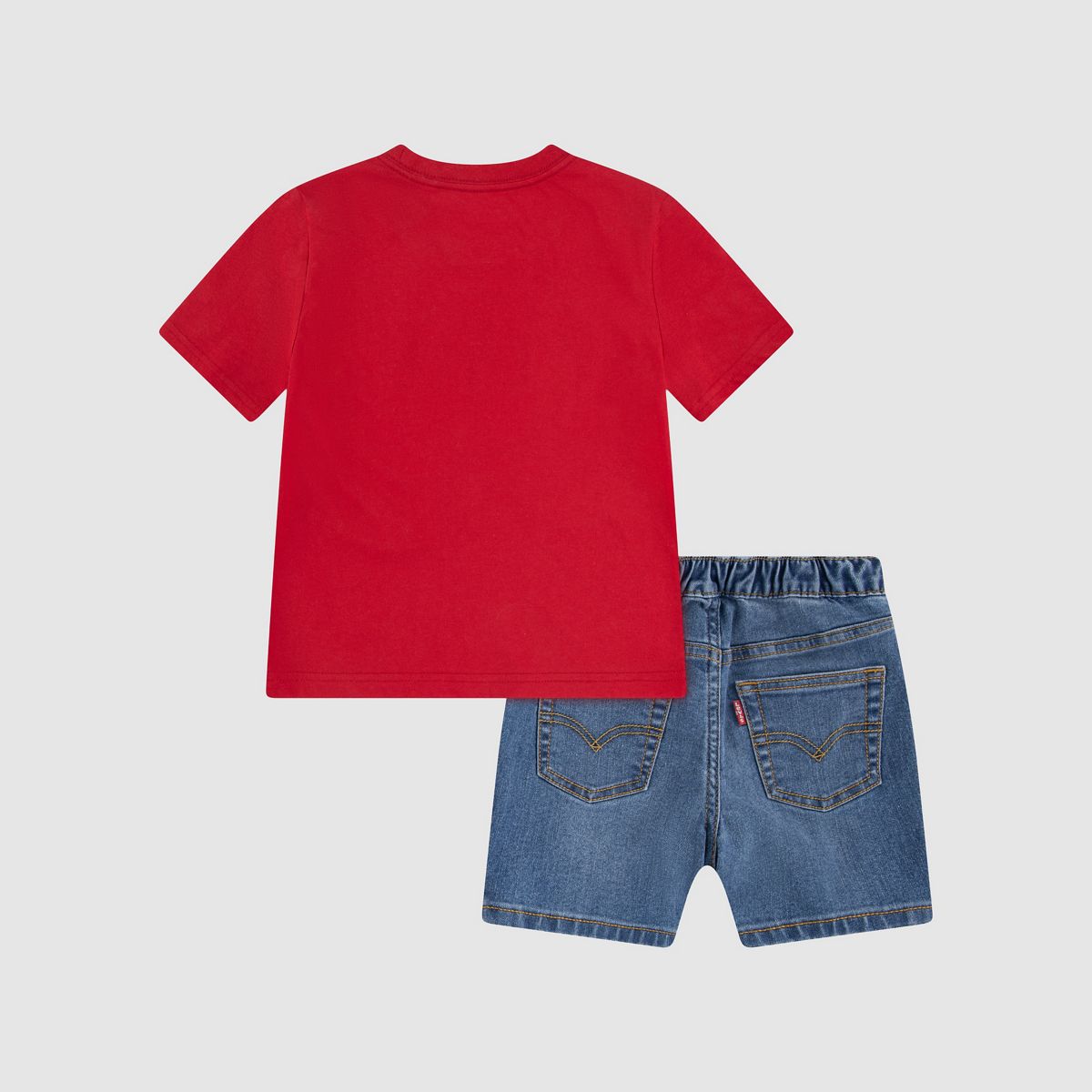 Baby Logo Tee and Denim Shorts 2-Piece Set — Urban Red - Red
