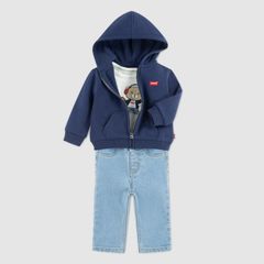 Baby 3 Pieces Full Zip Hoodie Set — Naval Academy - Blue 7