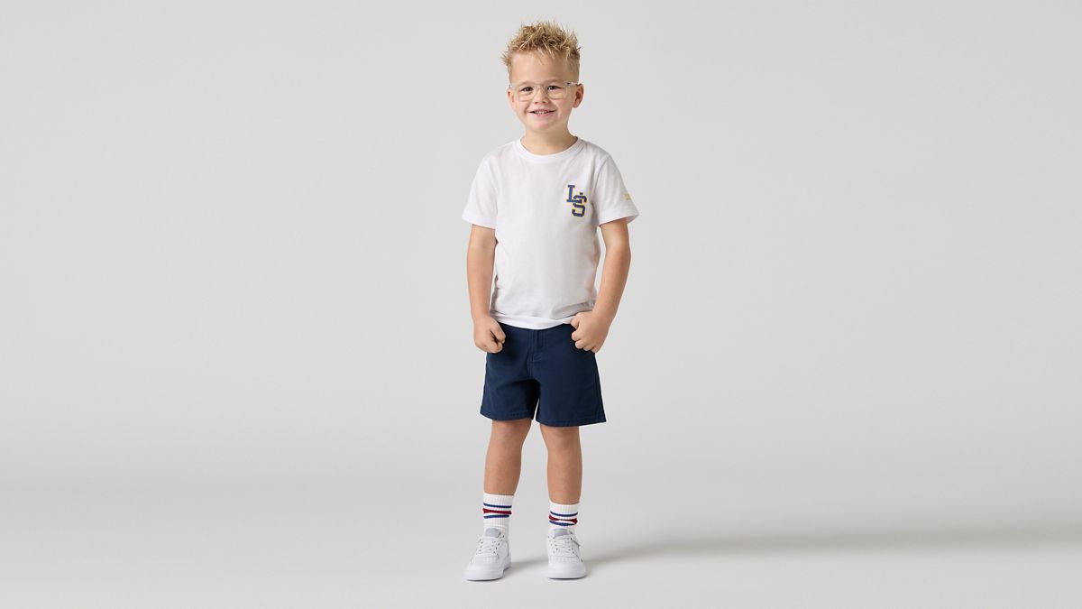 Kids Denim Cargo Shorts — From Scratch - Blue