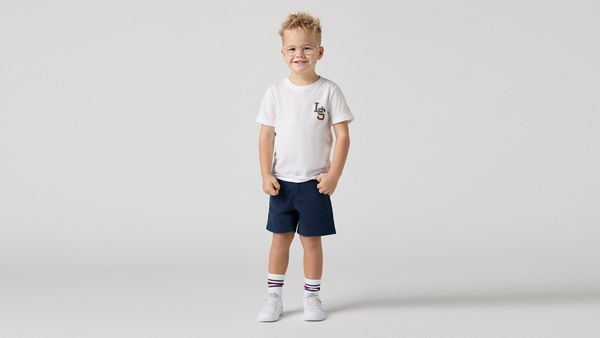 Kids Denim Cargo Shorts — From Scratch - Blue