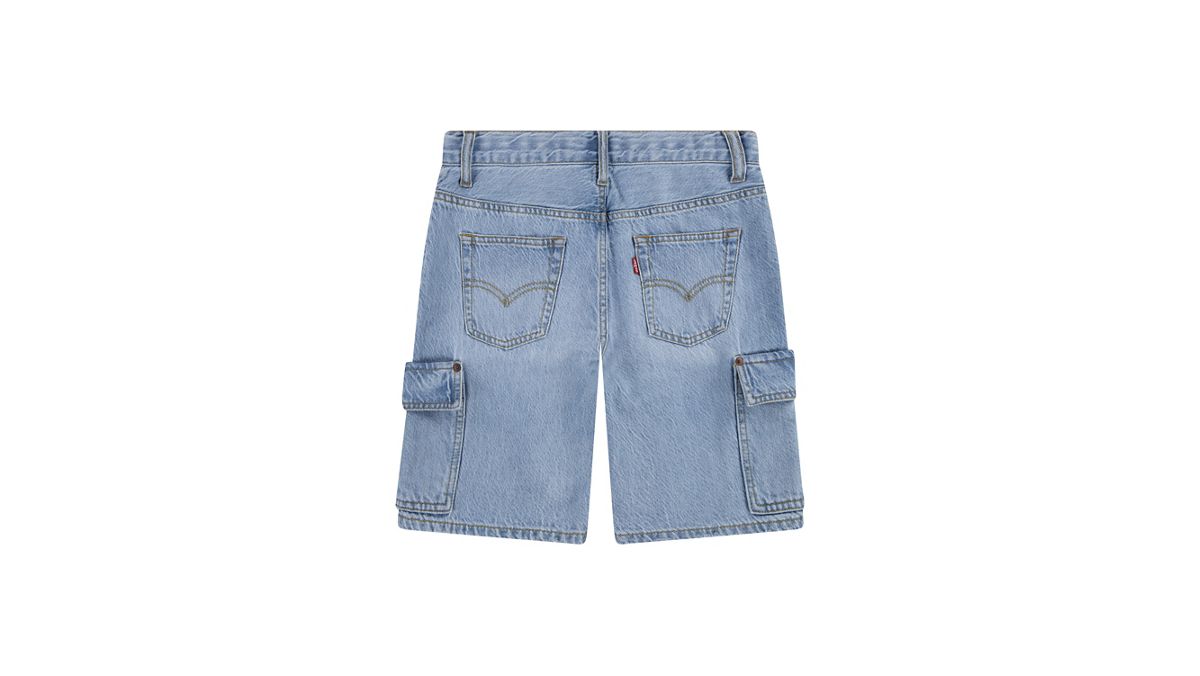 Kids Denim Cargo Shorts — From Scratch - Blue