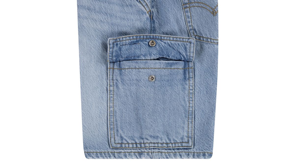 Kids Denim Cargo Shorts — From Scratch - Blue