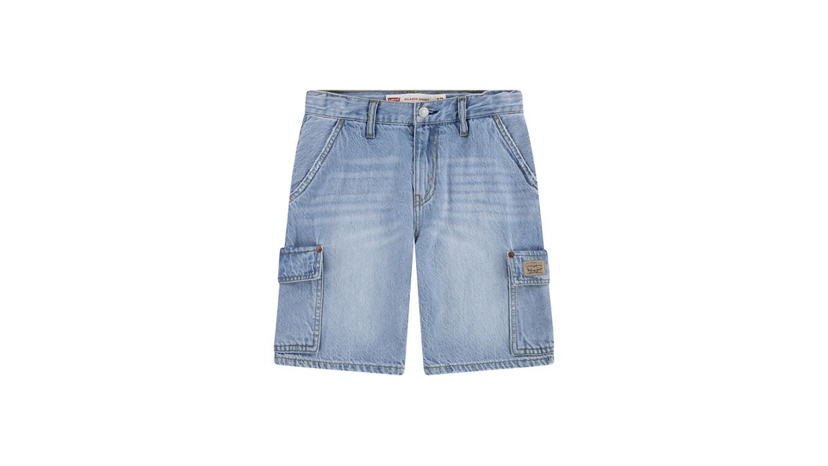 Kids Denim Cargo Shorts — From Scratch - Blue