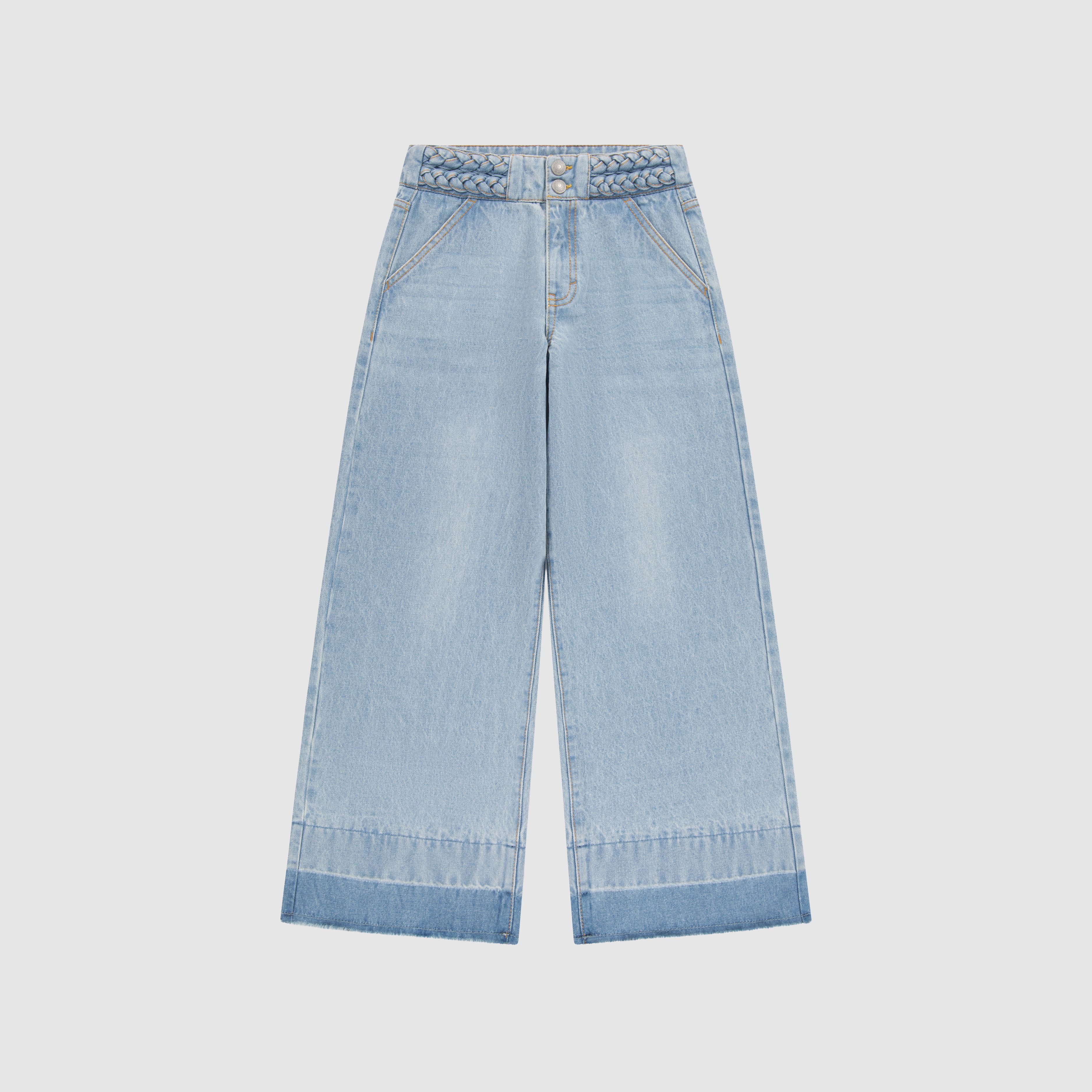Teenager High Rise Braided Baggy Jeans 4