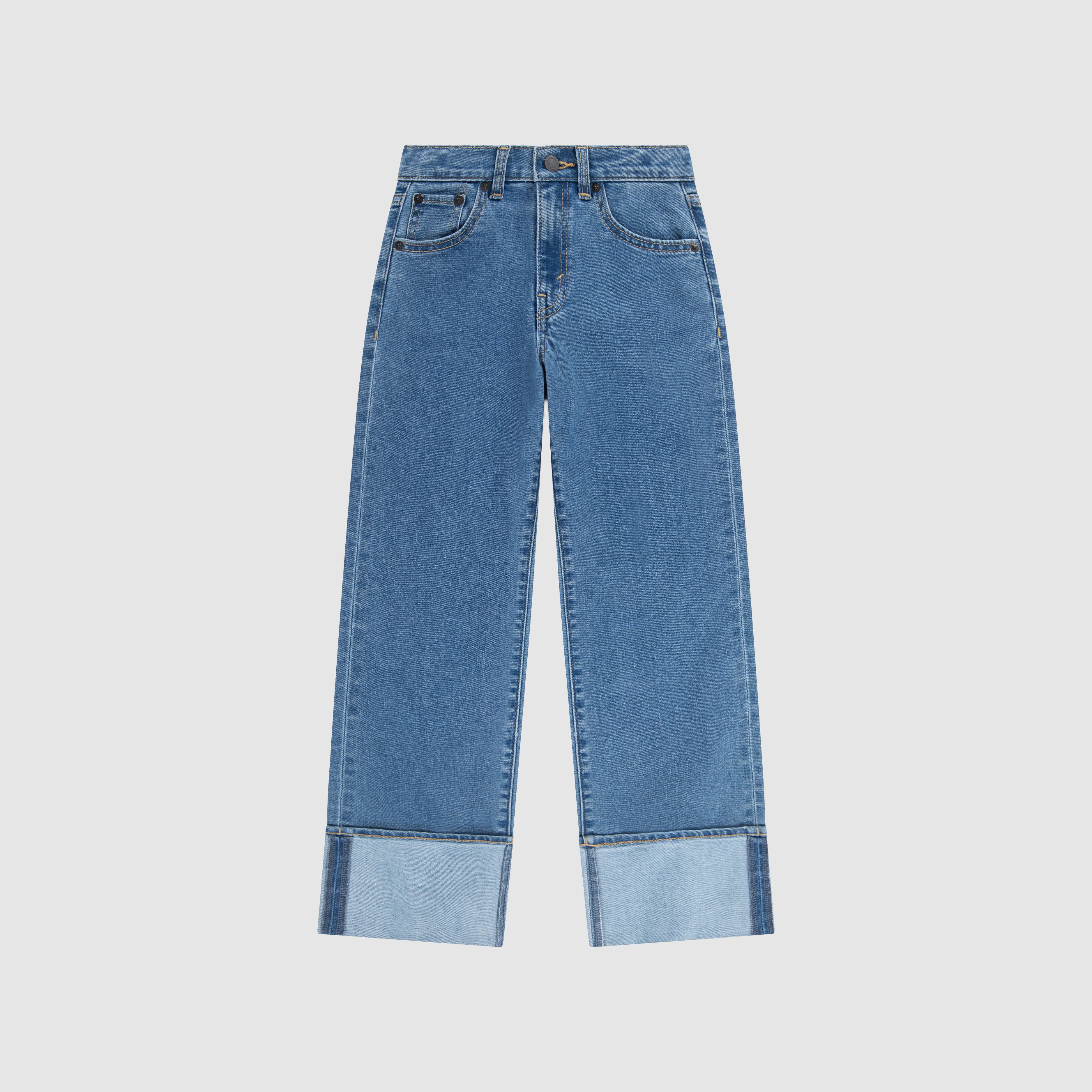 Teenager Wide Leg Roll Up Cuff Jeans 6