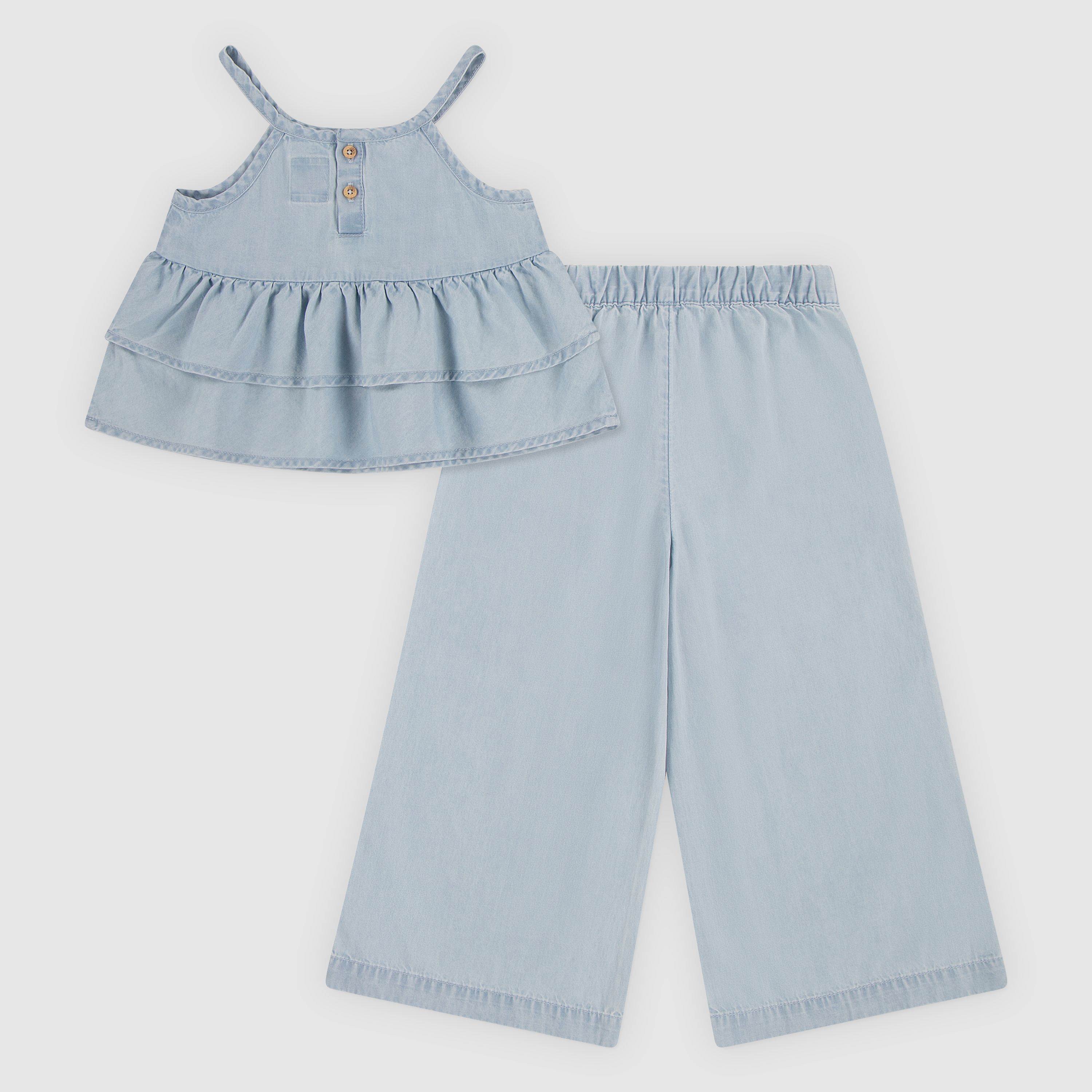 Baby Denim Tiered Tank and Pants 2-Piece Set 2