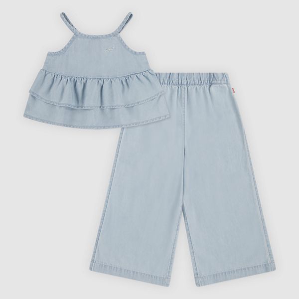 Baby Denim Tiered Tank and Pants 2-Piece Set — Wow Me Over - Blue