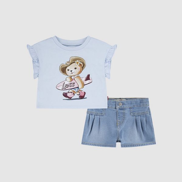 Baby Cowboy Bear Tee and Pleated Shorts 2-Piece Set — Country Air - Blue