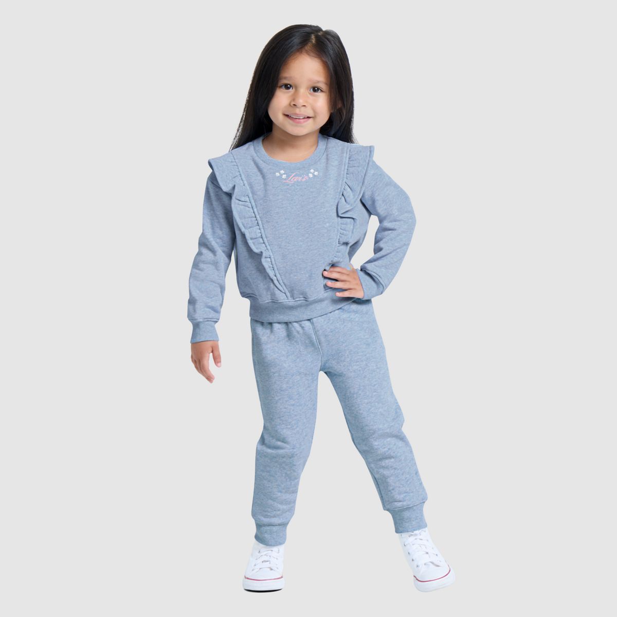 Baby Ruffled Crewneck and Jogger — Levi'S Skyway Heather - Grey