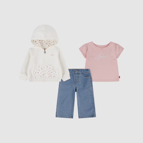 Baby Hoody Tee and Wide Pants — Powder Pink - Pink