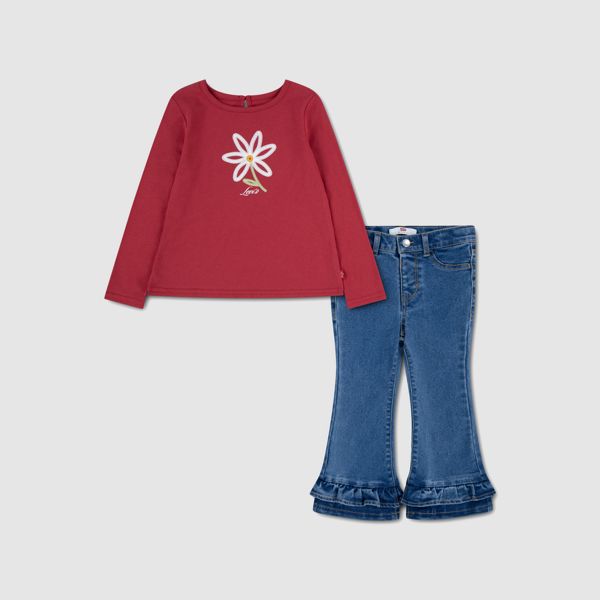 Baby 3/4 Sleeve Top and Ruffle Pants — Deep Claret - Neutral