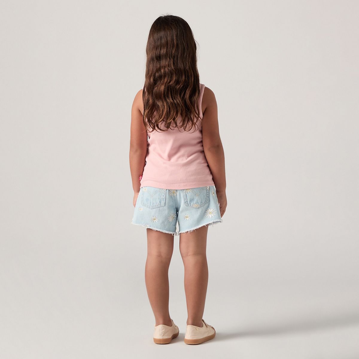 Kids Daisy Denim A-Line Shorts — Light Sugar - Blue