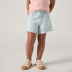 Kids Daisy Denim A-Line Shorts — Light Sugar - Blue 3