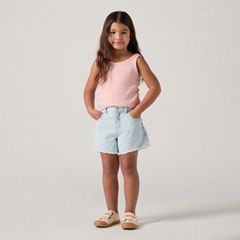 Kids Daisy Denim A-Line Shorts — Light Sugar - Blue 1