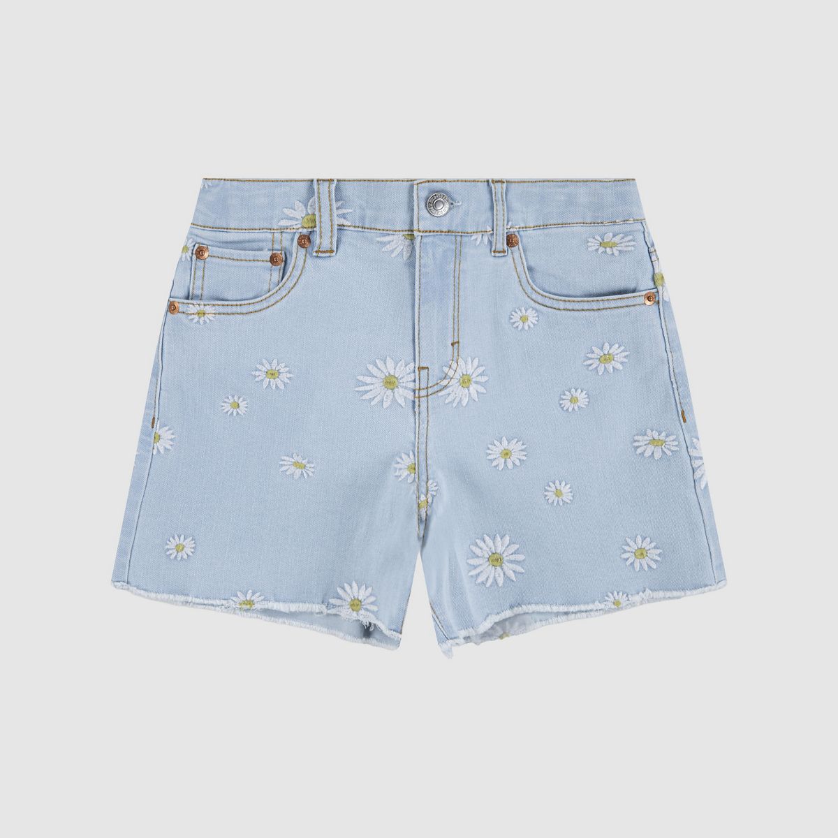Teenager Daisy Denim A-Line Shorts — Light Sugar - Blue