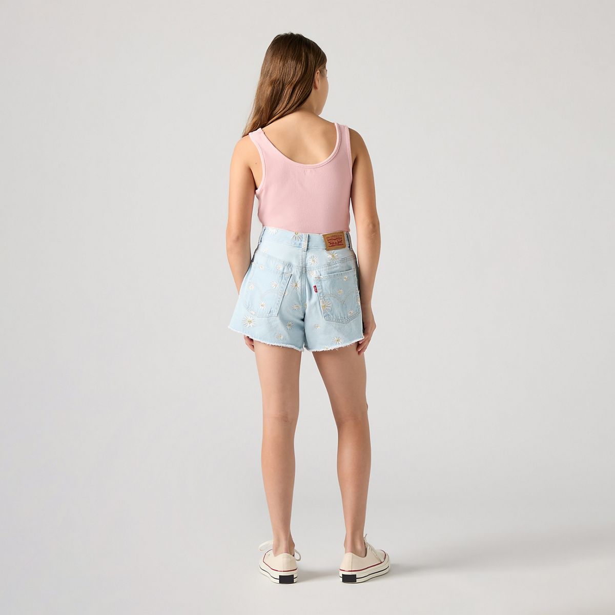 Teenager Daisy Denim A-Line Shorts — Light Sugar - Blue