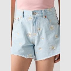 Teenager Daisy Denim A-Line Shorts — Light Sugar - Blue 3