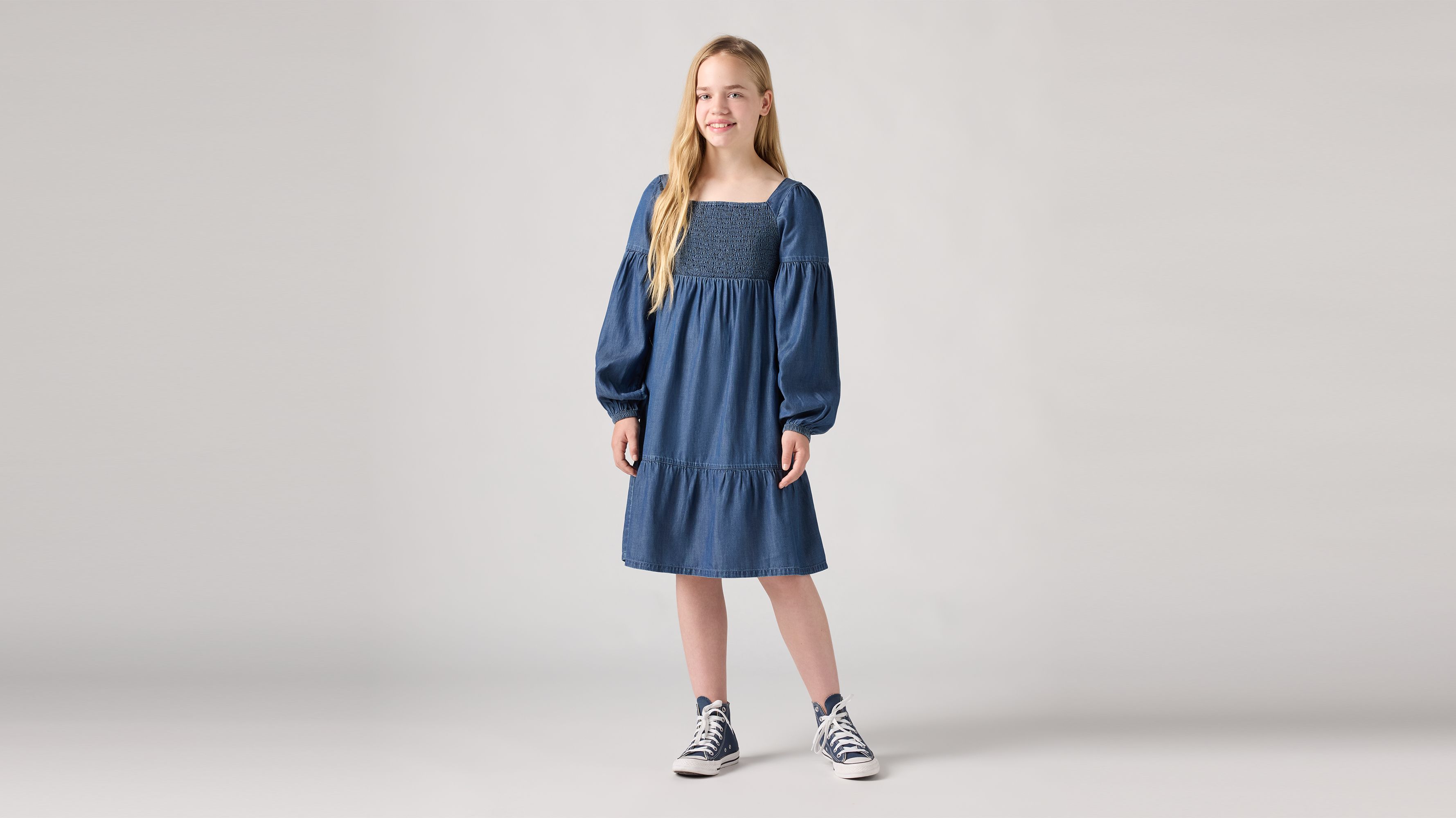 Teenager Long Sleeve Smocked Top Dress 9