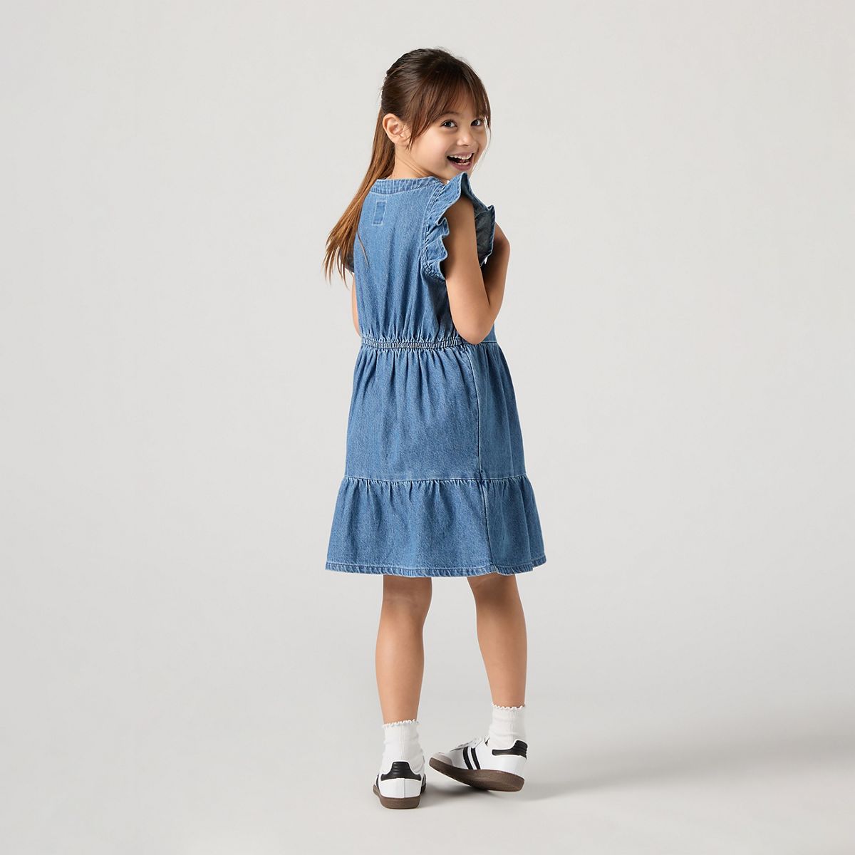 Kids Flutter Sleeve Dress — Dance Around - Blue