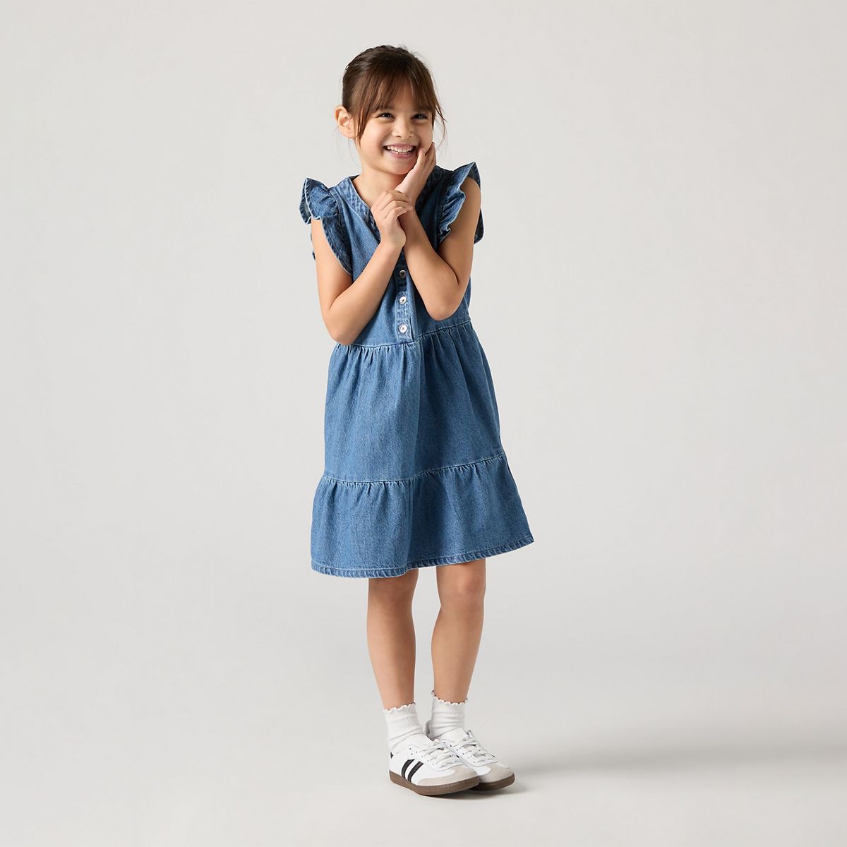 Kids Flutter Sleeve Dress — Dance Around - Blue