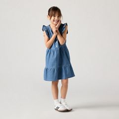 Kids Flutter Sleeve Dress — Dance Around - Blue 1