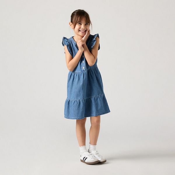 Kids Flutter Sleeve Dress — Dance Around - Blue
