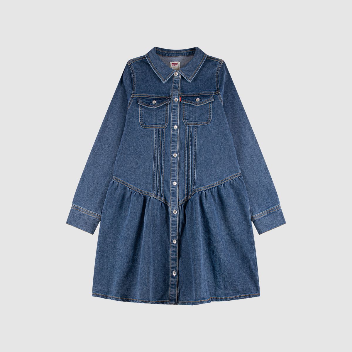 Kids Long Sleeve Drop Waist Dress — Lasso - Neutral