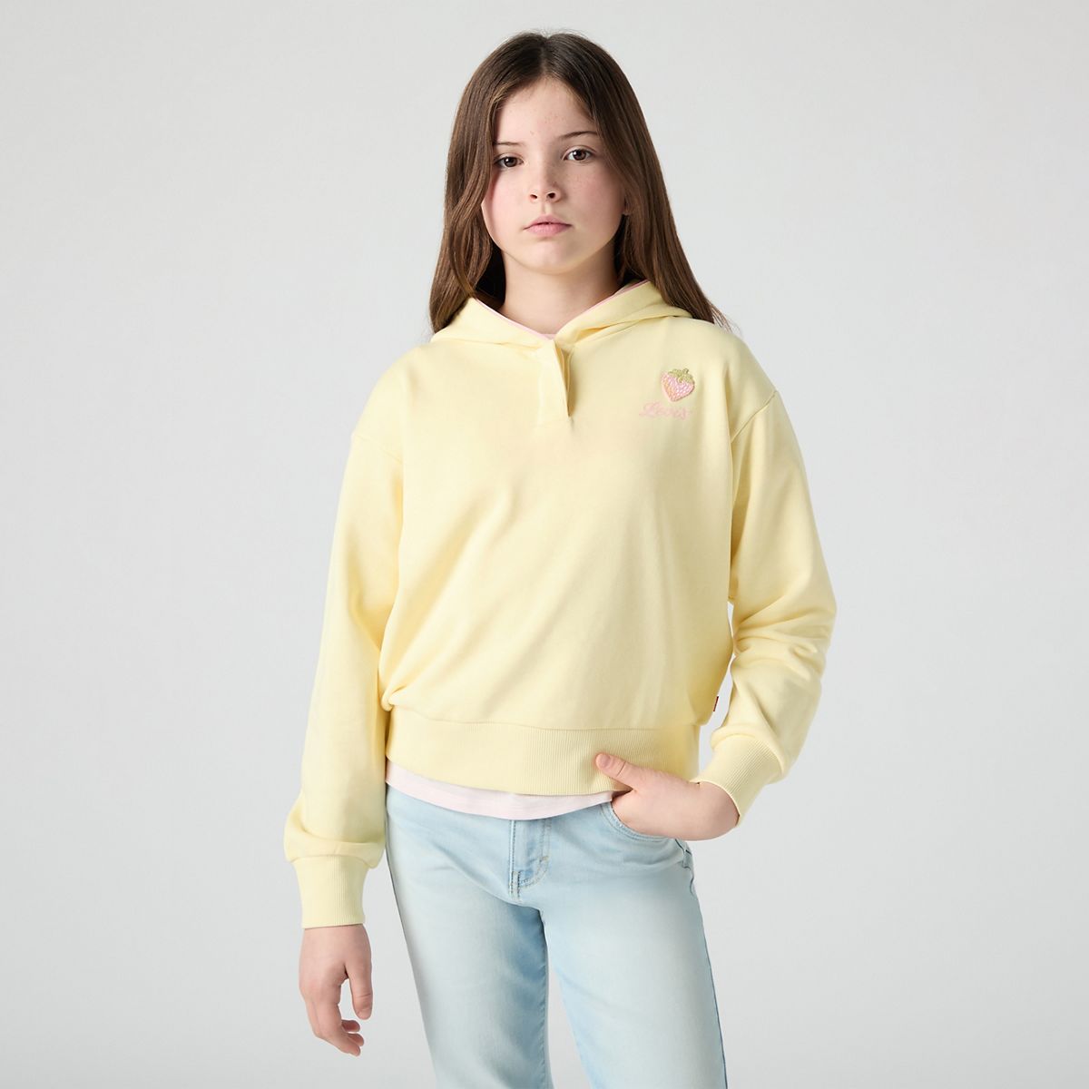 Teenager Strawberry Snap Hoodie — French Vanilla - Yellow