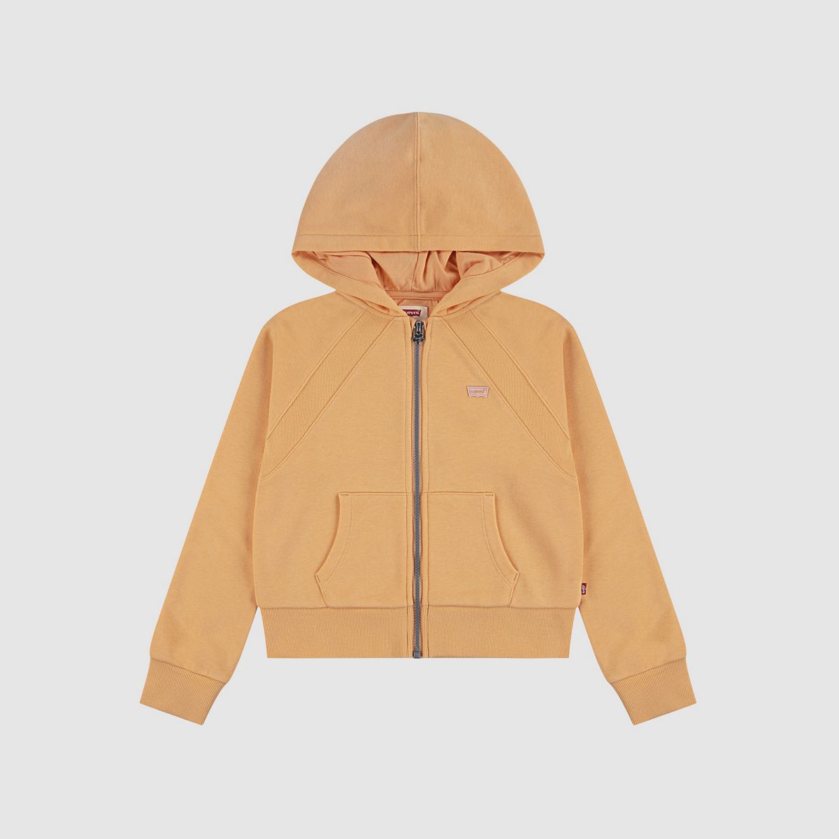 Teenager Ribbed Raglan Full Zip Hoodie — Peach Cobbler - Orange