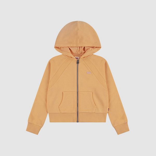 Teenager Ribbed Raglan Full Zip Hoodie — Peach Cobbler - Orange
