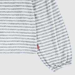 Kids Hacci Striped Long Sleeve Knit Top — Grey Heather - Grey 4