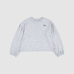 Kids Hacci Striped Long Sleeve Knit Top — Grey Heather - Grey 1