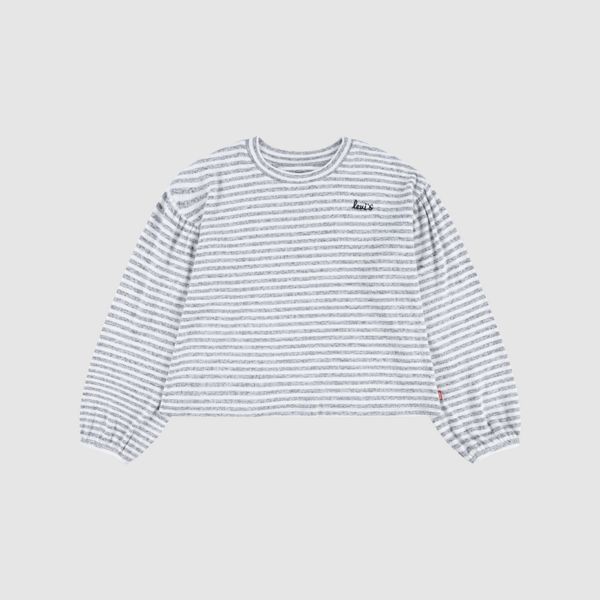 Kids Hacci Striped Long Sleeve Knit Top — Grey Heather - Grey