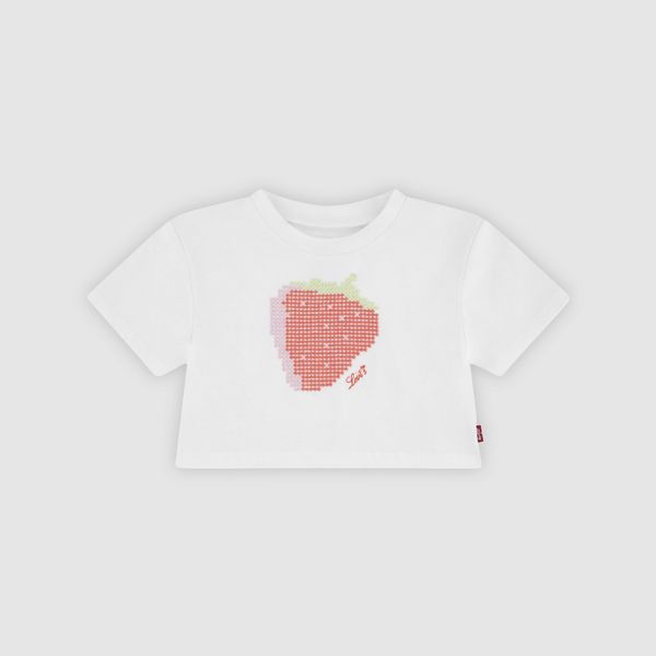 Baby Strawberry Flared Top — Bright White - White