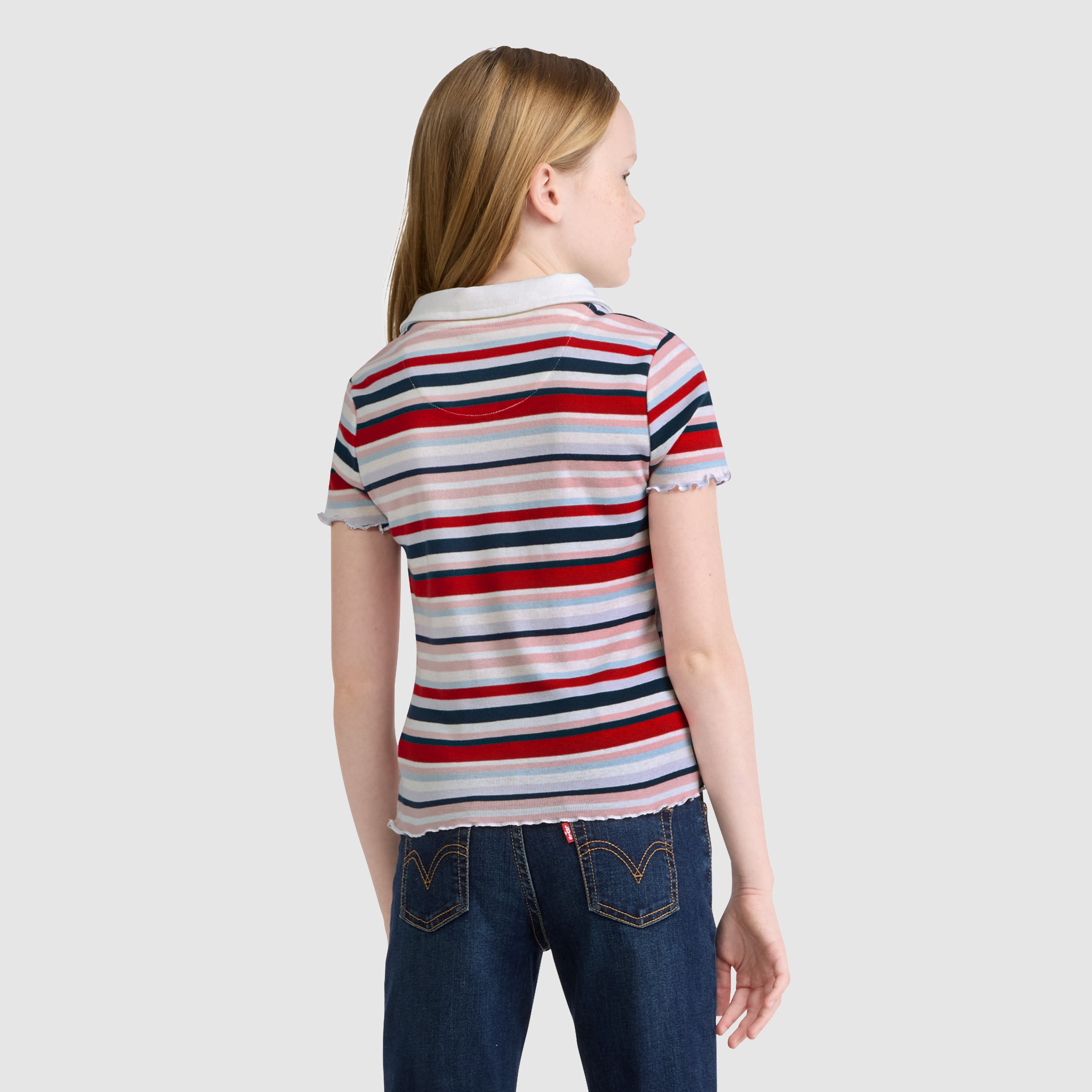 Teenager Ribbed Knit Striped Polo Top 3