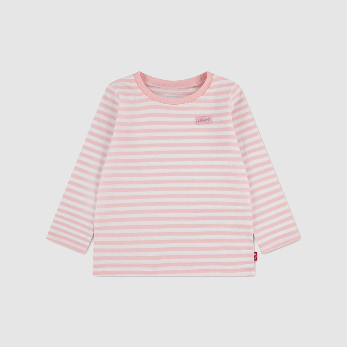 Baby Striped Long Sleeve Tee — Powder Pink - Pink