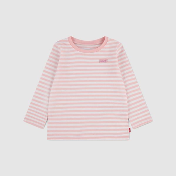Baby Striped Long Sleeve Tee — Powder Pink - Pink
