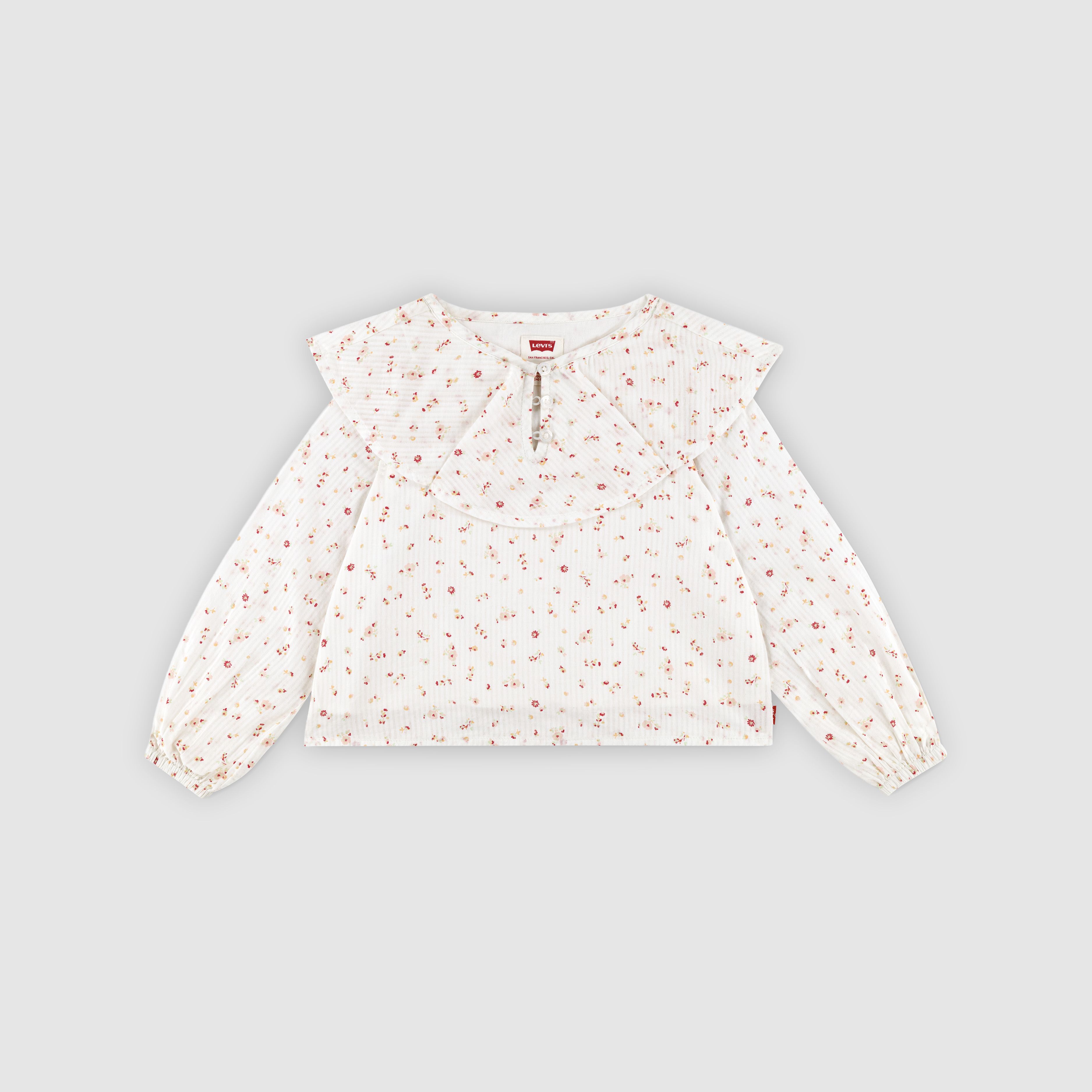 Kids Long Sleeve Ruffle Top-Ditsy Blouse 1