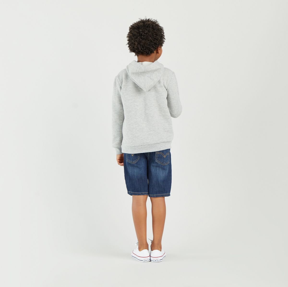 Kids Batwing Screenprint Hoodie — Grey Heather - Grey