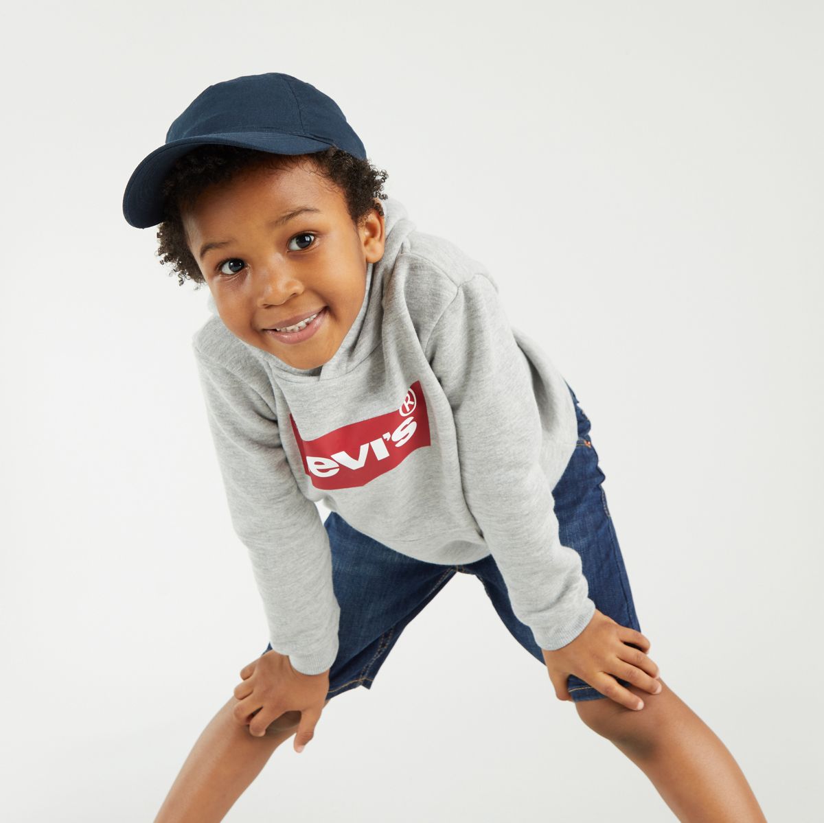 Kids Batwing Screenprint Hoodie — Grey Heather - Grey