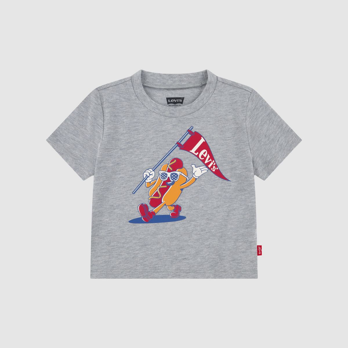 Baby Parading Hot Dog Tee — Grey Heather - Grey