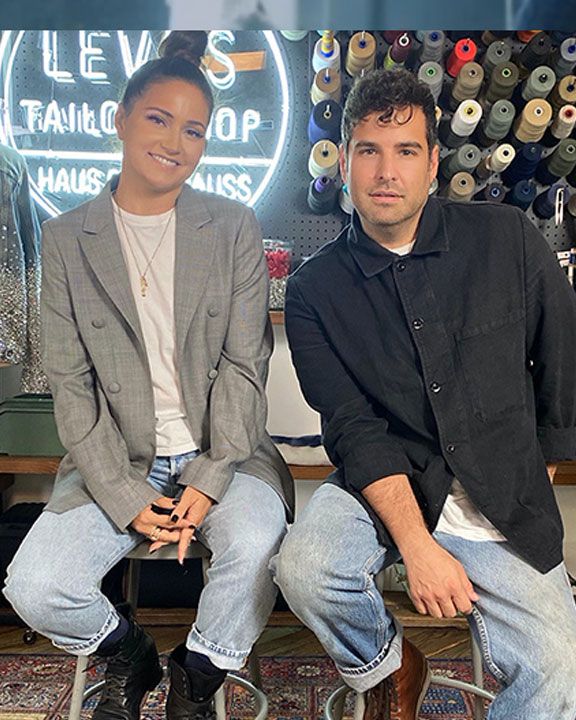 ROB ZANGARDI AND MARIEL HAENN at levi tailor shop