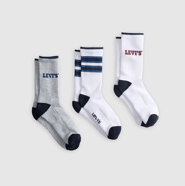 Levi's® Logo Regular Cut Socks (3 Pack) — White