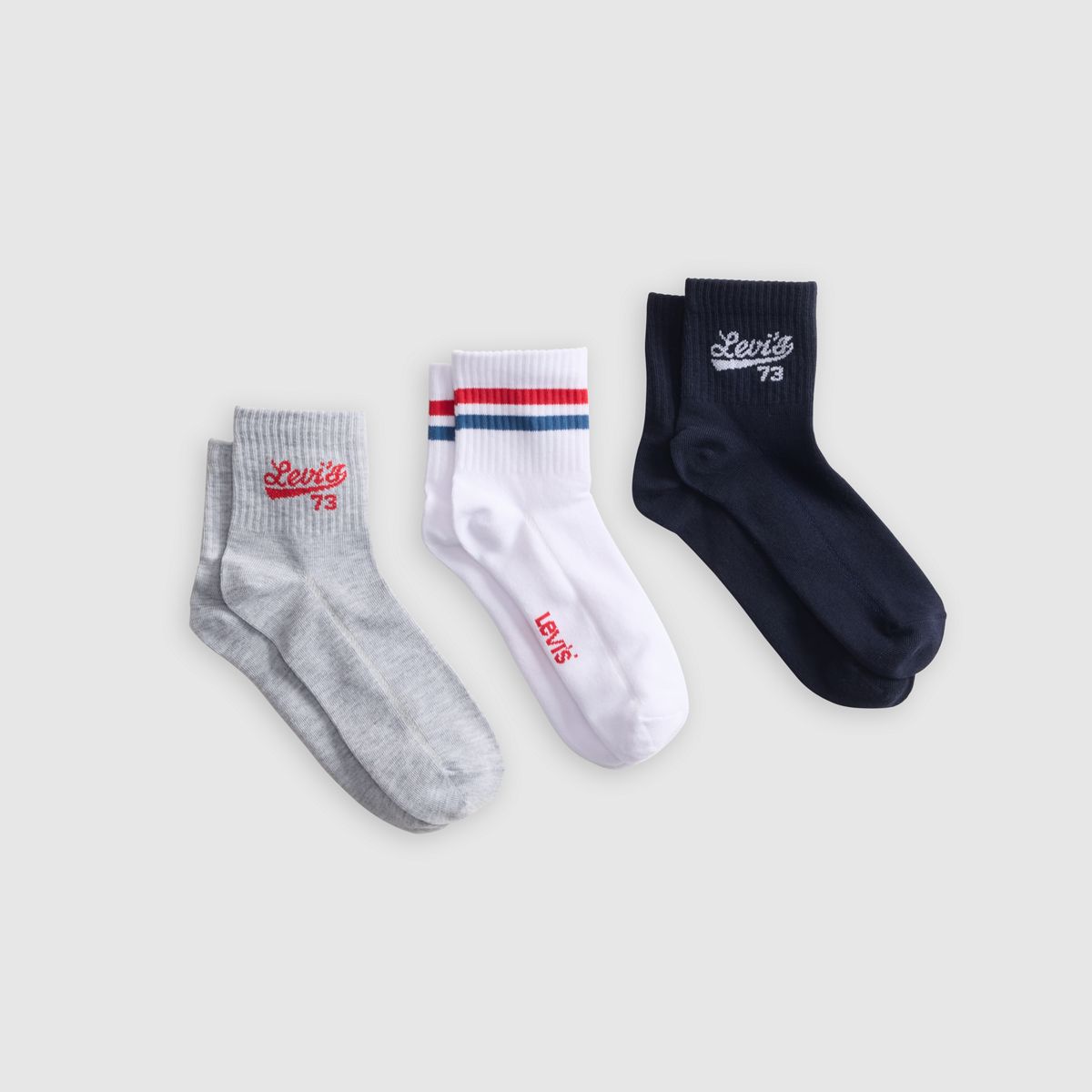 Levi's® Logo Regular Cut Socks (3 Pack) — Multi-Color