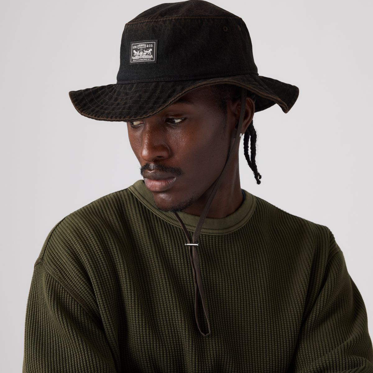 Bay Drawstring Bucket Hat — Marry The Night - Black