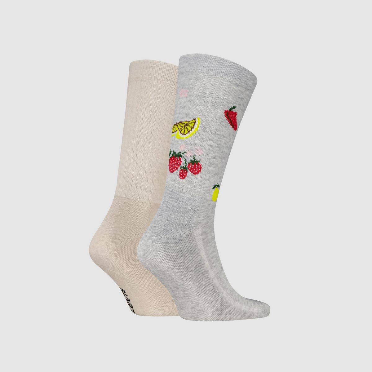 Levi's® Regular Cut Fruit Socks - 2 pack — Grey/Beige - Multi Colour